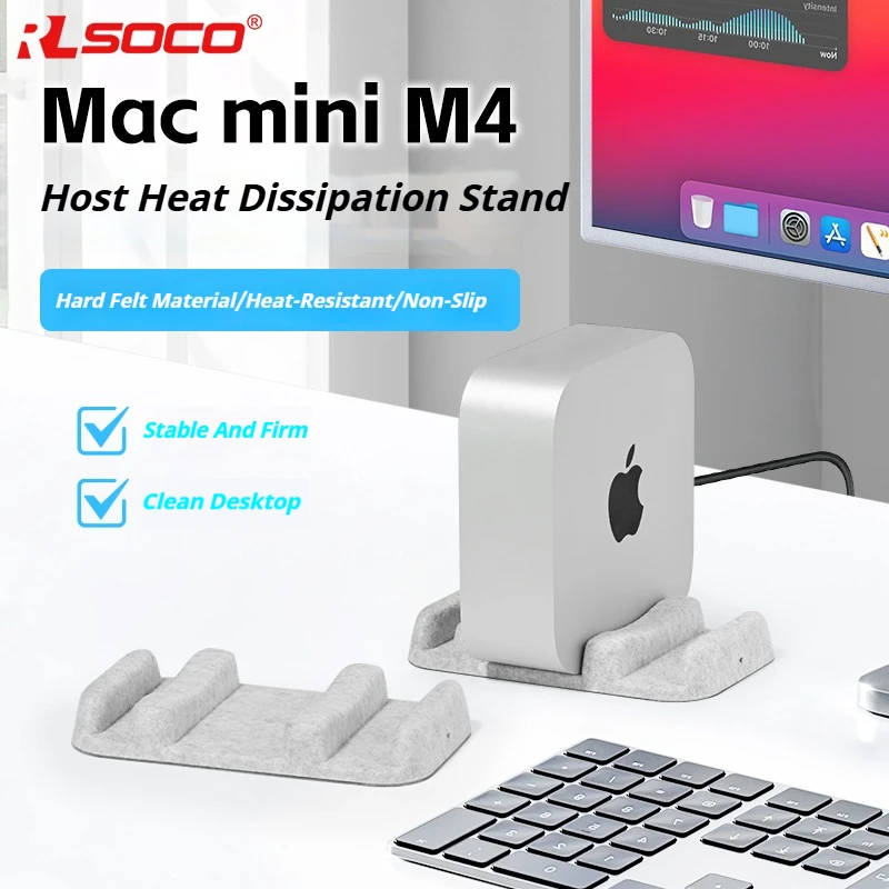 RLSOCO For Mac Mini M4 Multi-function host stand cooling upright organizer computer stand Compatible Phone Hard Disk Host