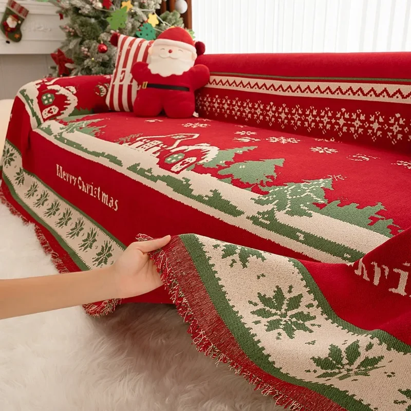 New Sofa Cover Cloth All Inclusive Universal Christmas Living Room Sofa Towel Anti Slip and Anti Cat Scratch Autumn and Winter