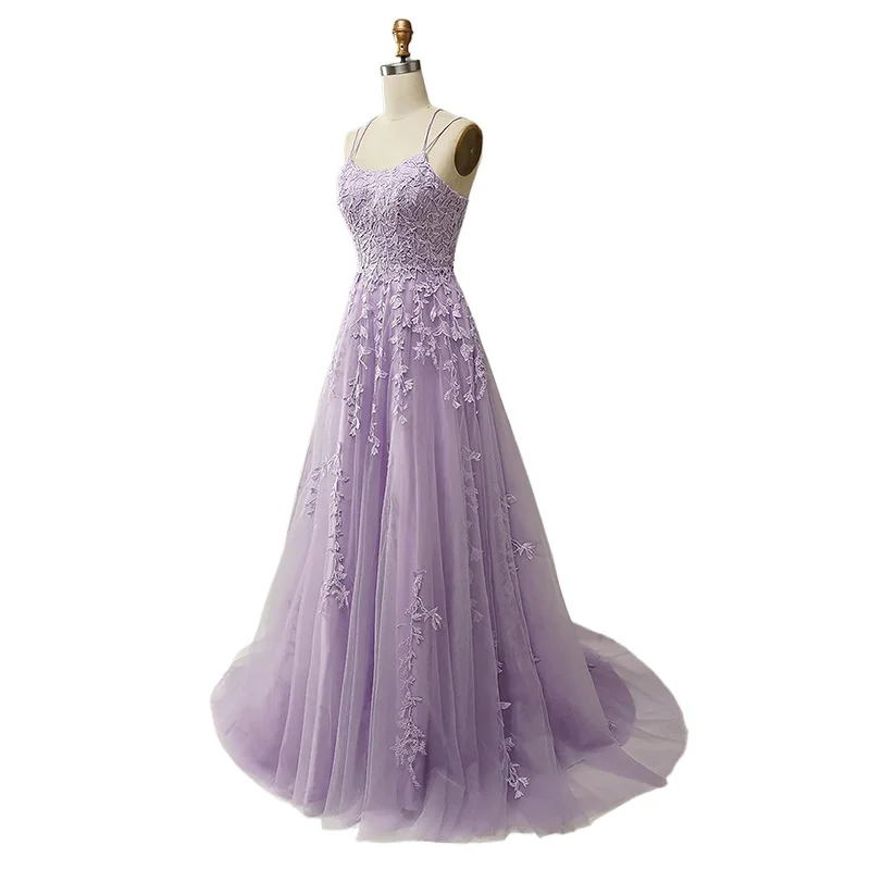 فستان سهرة للولائم، كرة مزينة، حزام كتف نحيف، ثوب سهرة رسمي أنيق بدون ظهر، فستان طويل بحمالات طراز جديد