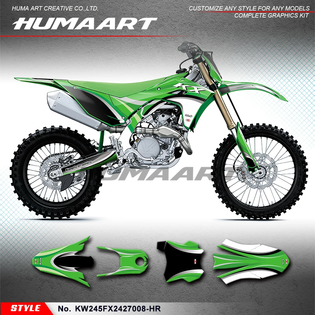 HUMAART Decals Stickers Glossy Laminate for Kawasaki KX450 KX450X KX450F KX250 KX250F 2024 2025, KW245FX2427008-HR