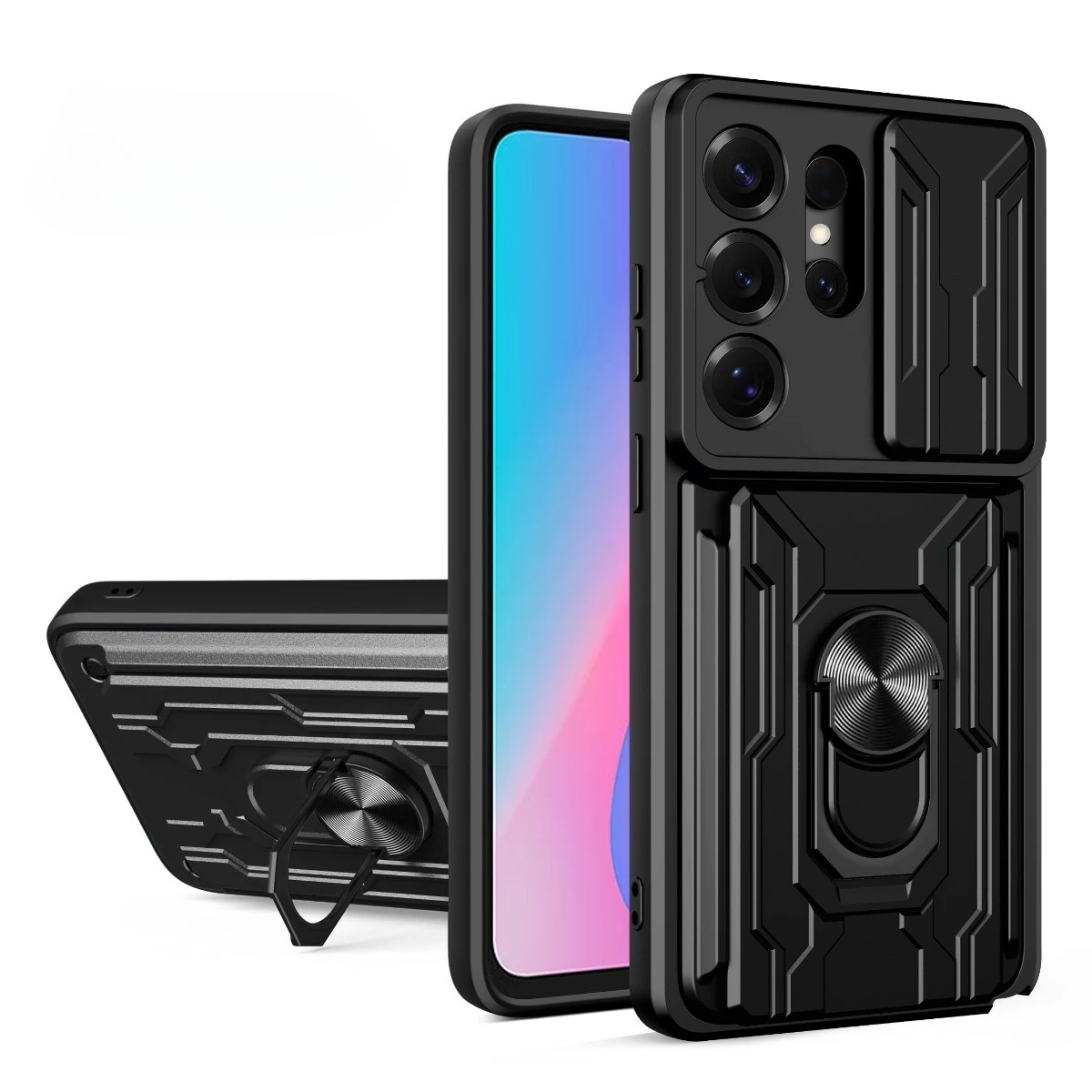 Heavy Duty Armor Case für Samsung Galaxy S25 S26 Ultra S24 S22 S23 Plus A57 A37 A07 A16 A26 A36 A56 A55 Kartenhalter Slot Cover