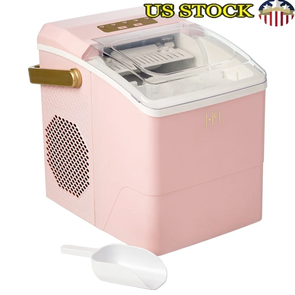

26lb Countertop Portable Ice Maker with Self-Cleaning Function Adjustable Ice Sizes LED Control Perfect Parties and Events