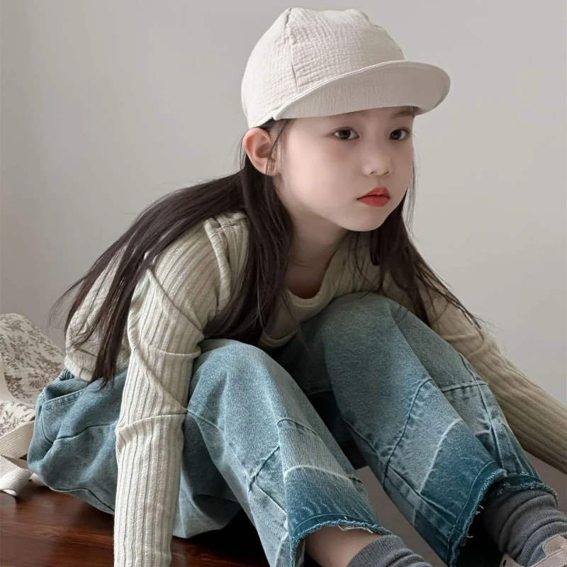 

Girls' Pants Denim 2024 Autumn New Korean Version With Loose Stylish Design Long Trendy Comfort