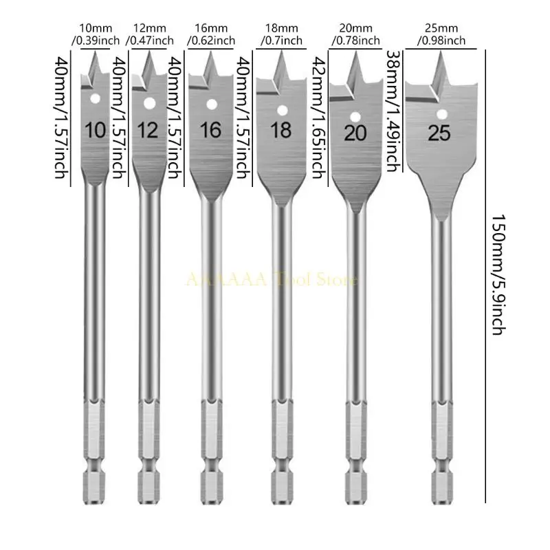 A2BE 6 قطعة لقم الثقب 152 مللي متر طويل الخبراء الذاتي قطع سرعة شقة طحن مثقاب مجموعة لأدوات الحفر النجارة الكهربائية