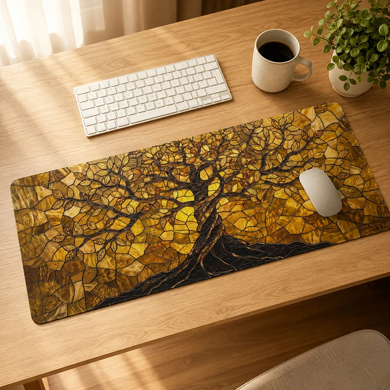 Mouse Pad Gamer Golden Tree of Life XL New Mousepad XXL MousePads Natural Rubber Soft Office Accessories Desktop Mouse Pad