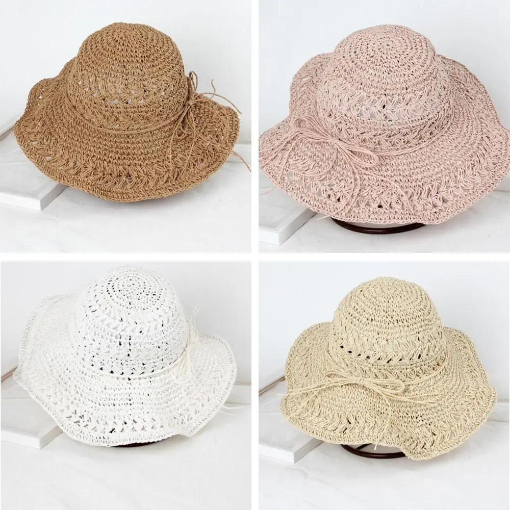 

Wide Brim Sun Hats Fashion UV Protection Foldable Women's Hat Outdoor Hollow Out Crochet Caps Summer