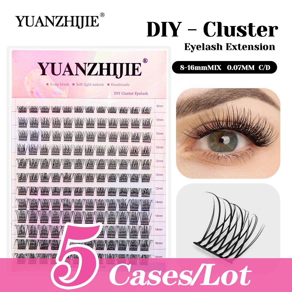 

New Arrival 5cases/lot YUANZHIJIE Matte Dark Black False Silk Segmented Lash Fast Grafting DIY Cluster Lashes with Rich Styling