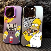 Colored Silver Case for Apple iPhone 11 13 15 Pro Max 12 14  XR X XS Shockproof Funda Phone Cover Diseny The Simpsons Family