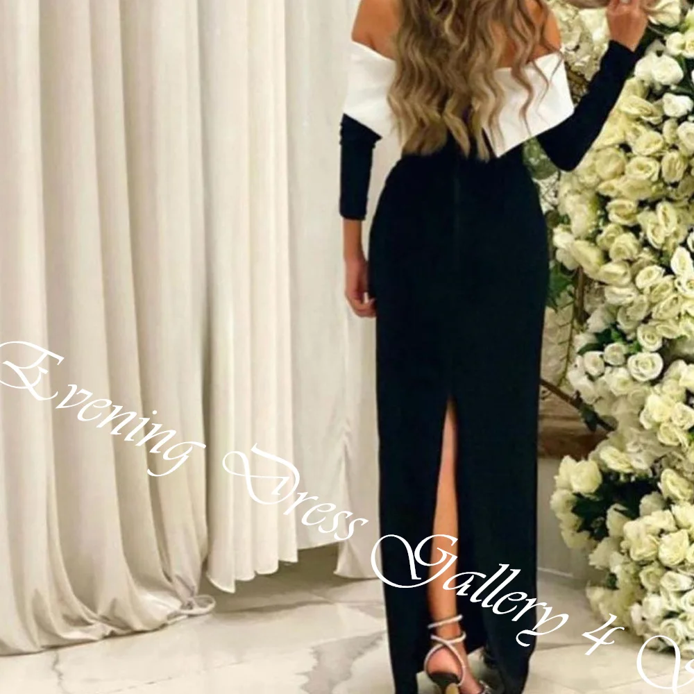 Customized Temperament Contrast Color Boat Neck Floor Length Back Slit Straight Evening DressHigh Quality Velour платье вечернее