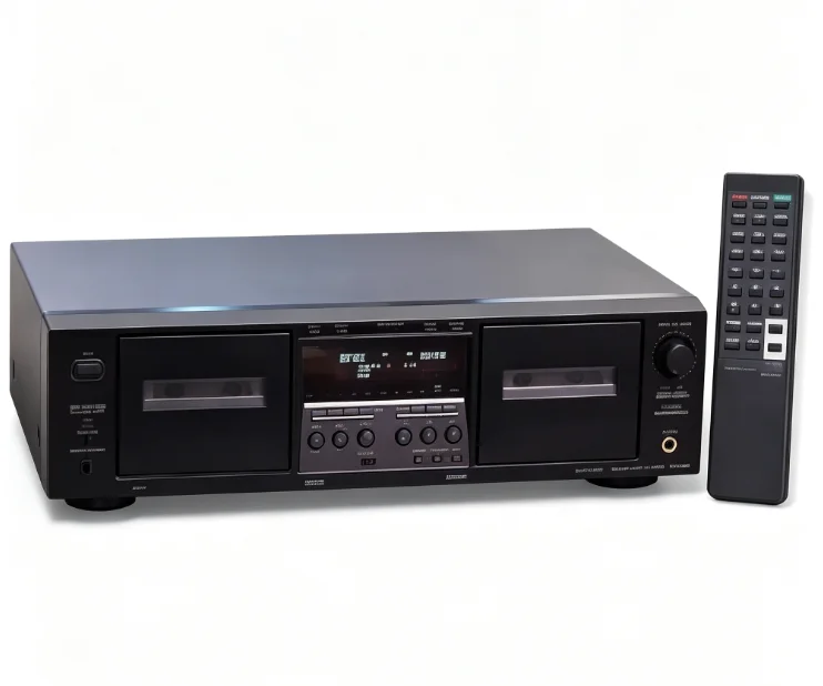 Dual Cassette Deck Stereo Tape Player Auto Reverse Dubbing Recorder Logic Control System HiFi Audio Component Retro Vintage Unit