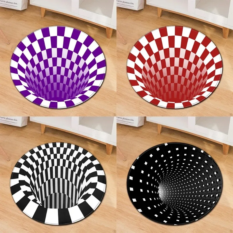 

Modern Black Hole Print Pattern Round Rug Geometric Home Decor Living Room Floor Mat Vortex Originality Bedroom Decoration Rugs
