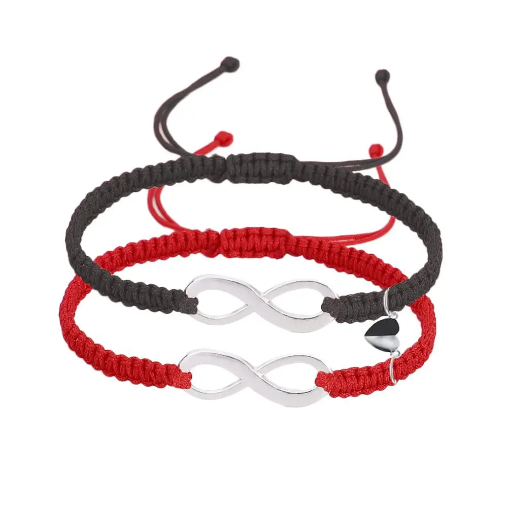 Handgemachte Geflecht Unendlichkeit Armband Männer Frauen Schmuck 8 Nummer Anhänger Charm Magnet Armband für Paar Liebhaber Freund Frauen Geschenk