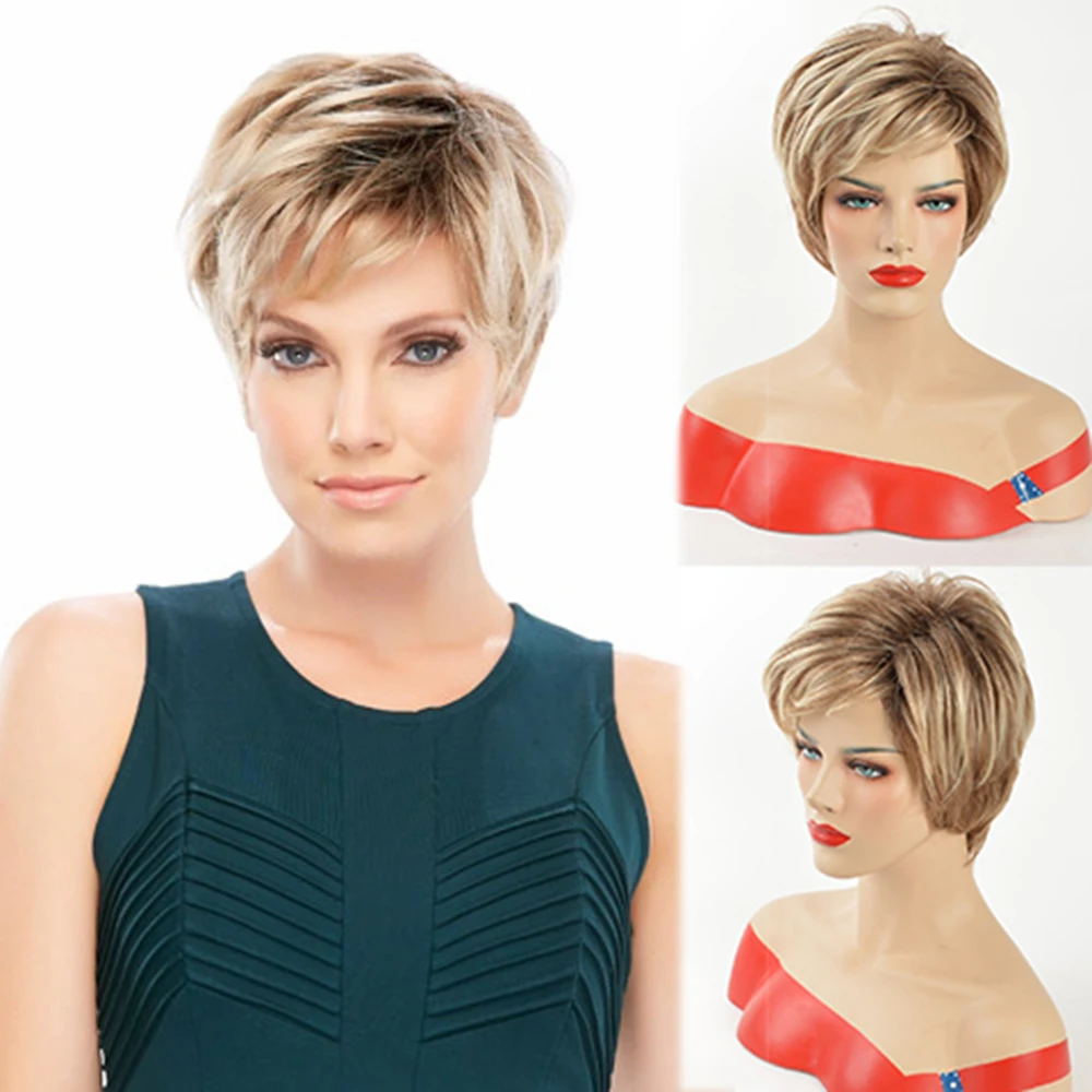 Fringed Short Film Synthesized J Wig Pixie Cut Blonde Natural Realistic for Cosplay