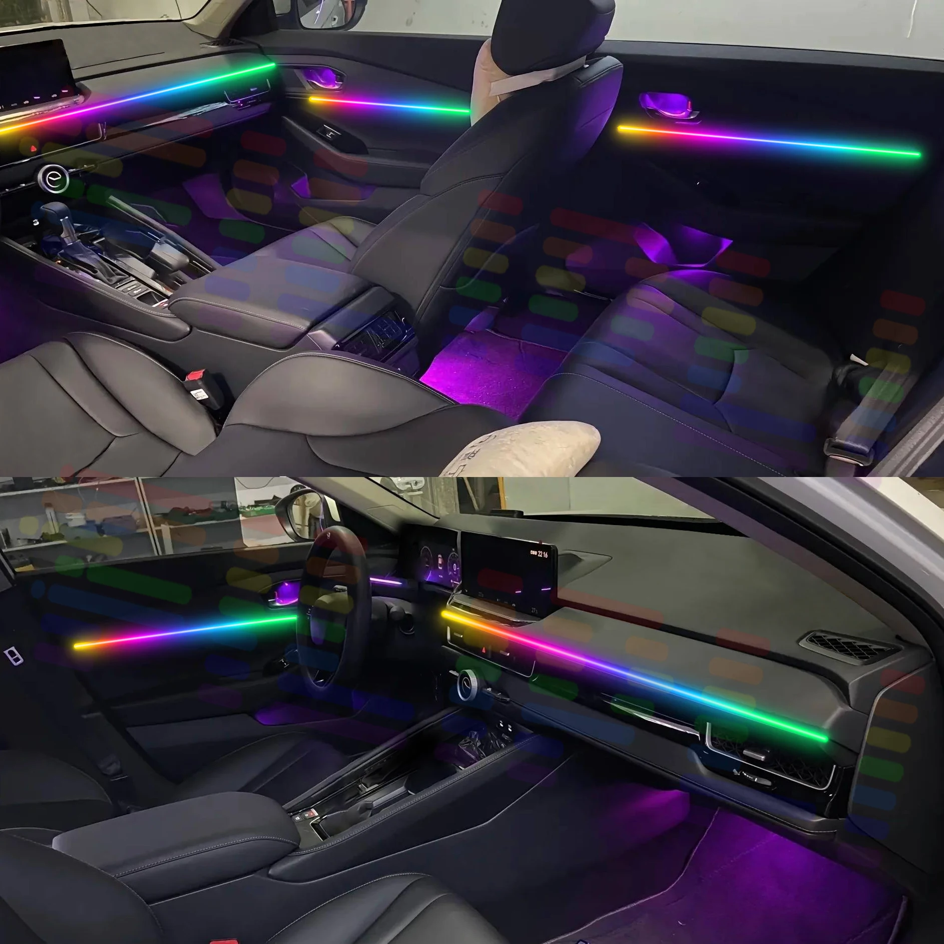 

Для BMW i5 серии G60 BEV ‌ Светодиодные лампы G68 для автомобиля, цветная атмосферная подсветка, неоновая лента для салона авто, 64 RGB-цвета, 10 в 1