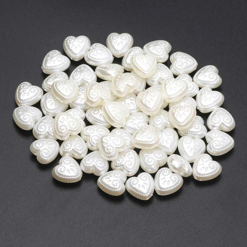 Ivory White Imitation Pearls Acrylic Love Heart Spacer Beads 50pcs Charm Beads Acrylic Beads For Jewelry Making DIY Accessories