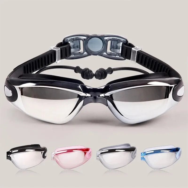 Professional Diving Goggles Electroplating Men And Women All-in-one Earplug Glasses Anti-fog Waterproof HD Swimming Goggles