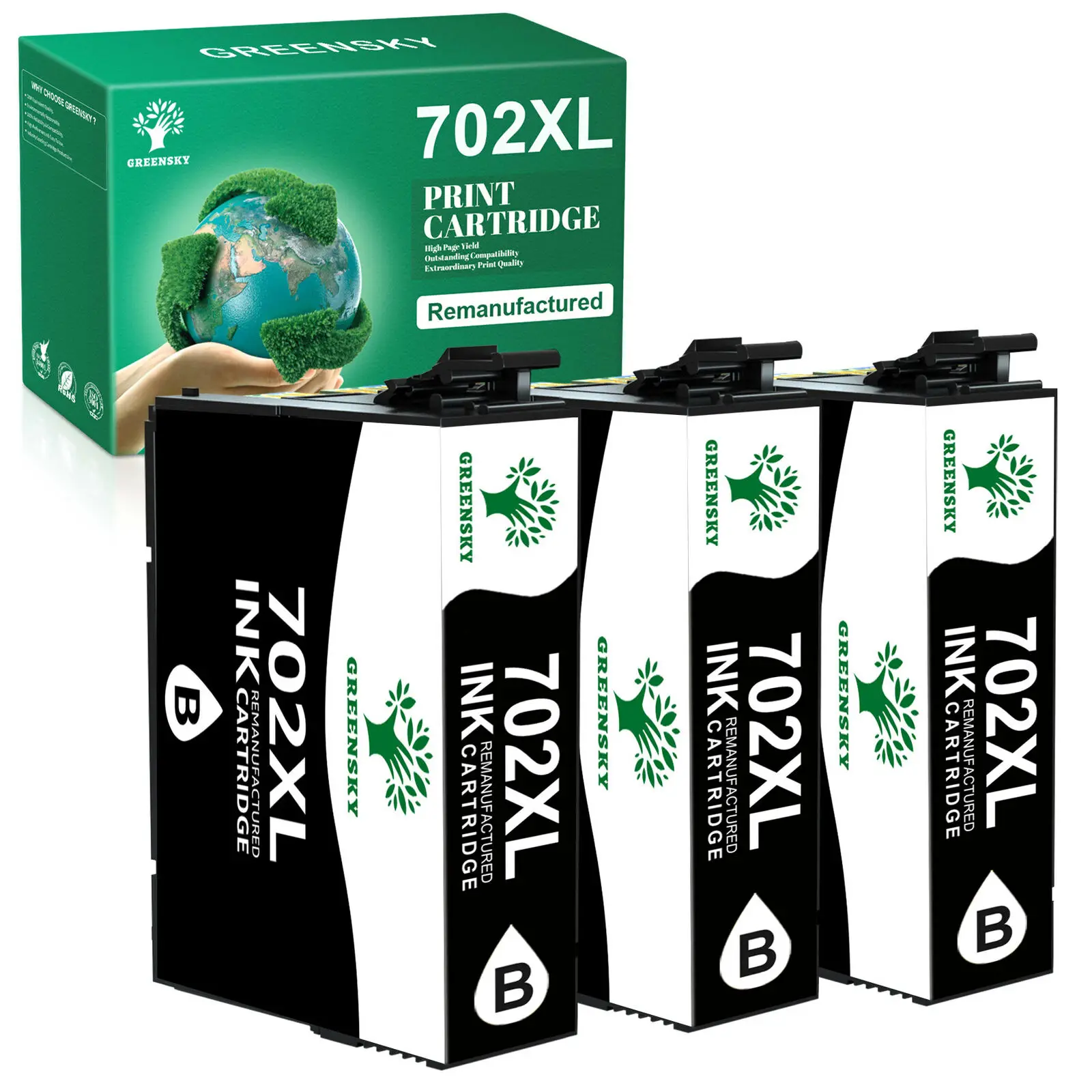 3 Pack Black T702XL Ink Cartridge For Epson Workforce Pro WF3720 WF3733 WF3730