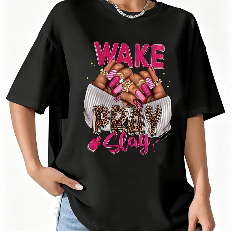 Pink Nail Polish Bottles Women's 100% Cotton T-Shirt Short Sleeve Top Casual Round Neck Fun Print Tee S-5Xl