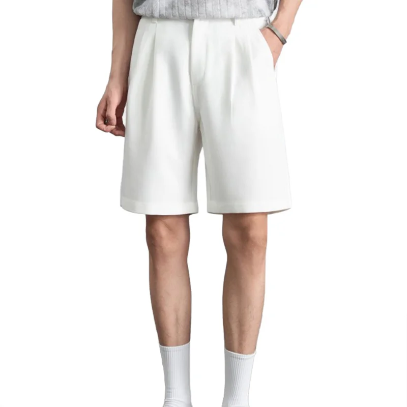 Plus-Size Men's Summer New White Suit Shorts with a High-End Feel, Trendy Loose Five-Point Pants, Versatile for Commuting