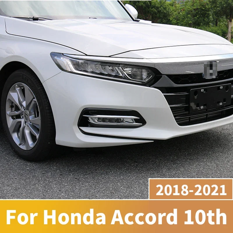

ABS Car Front Fog Light Lamp Bumper Covers Trim Stickers For Honda Accord X 10th 2018-2020 2021 Exterior Accessories Car-styling