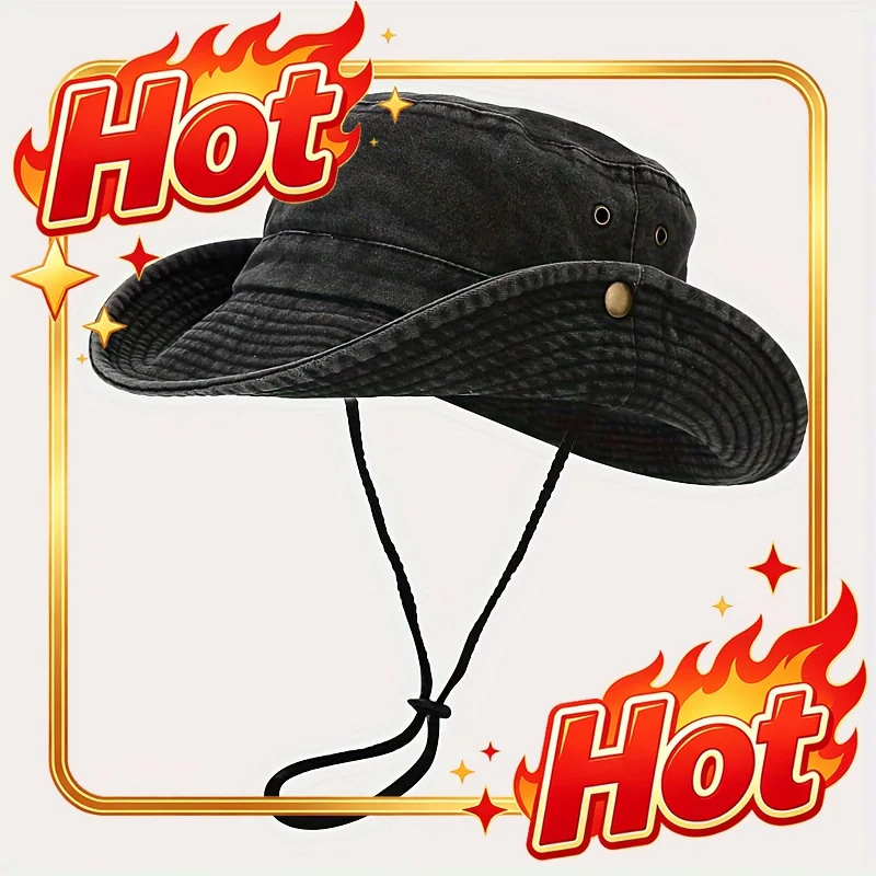 Custom Hats A Trendy Outdoor Hat For Both Men And Women, Featuring A Large Brim And A Stylish Patchwork Design, Perfect For Acti
