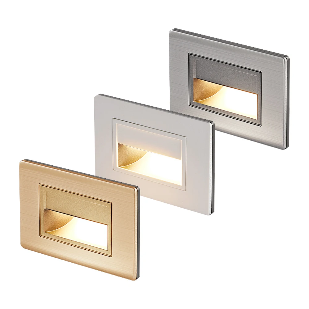 Modern LED Stairs Light Recessed Corner Wall Lamp Aluminum Footlight Fixtures Nightlights for Step Balcony Kitchen Décor