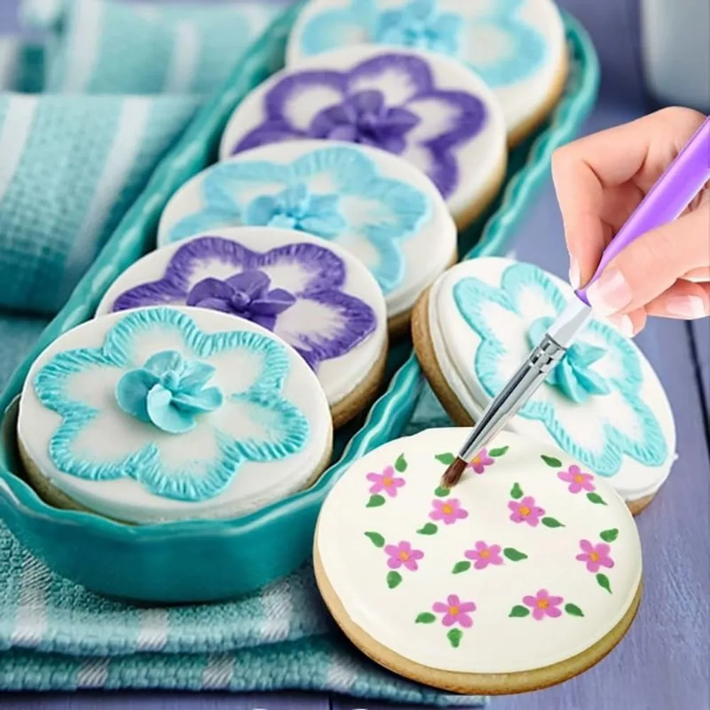 مجموعة فرش تزيين مكونة من 5 قطع - فرش تزيين آمنة للطعام للغبار اللامع الصالح للأكل والرسم مع - HOME