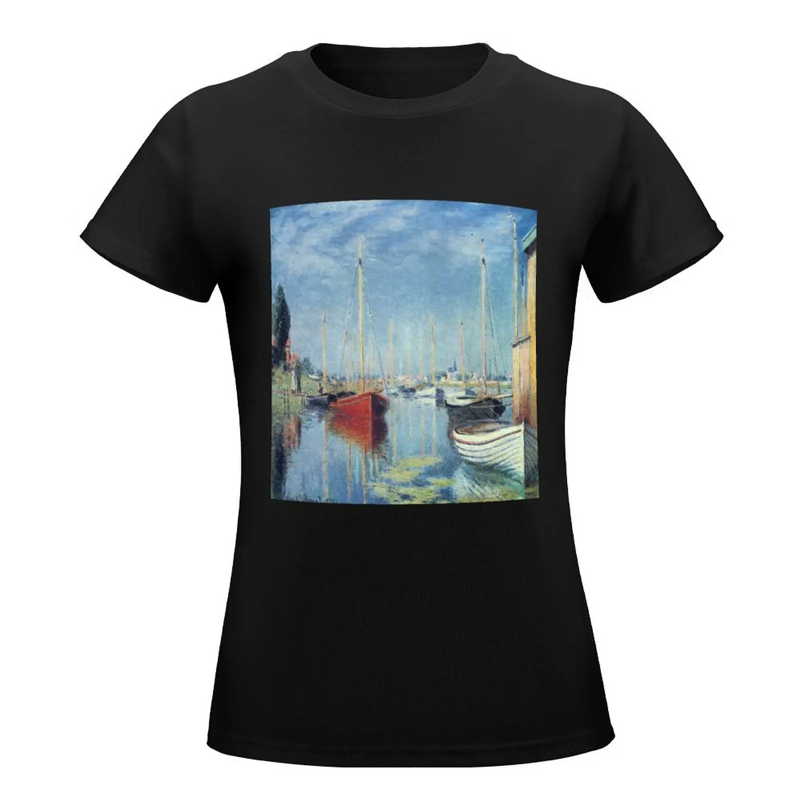 Argenteuil Yachts 1875 - Claude Monet Argenteuil Artwork T-Shirt cute tops Aesthetic clothing Summer Women's clothing