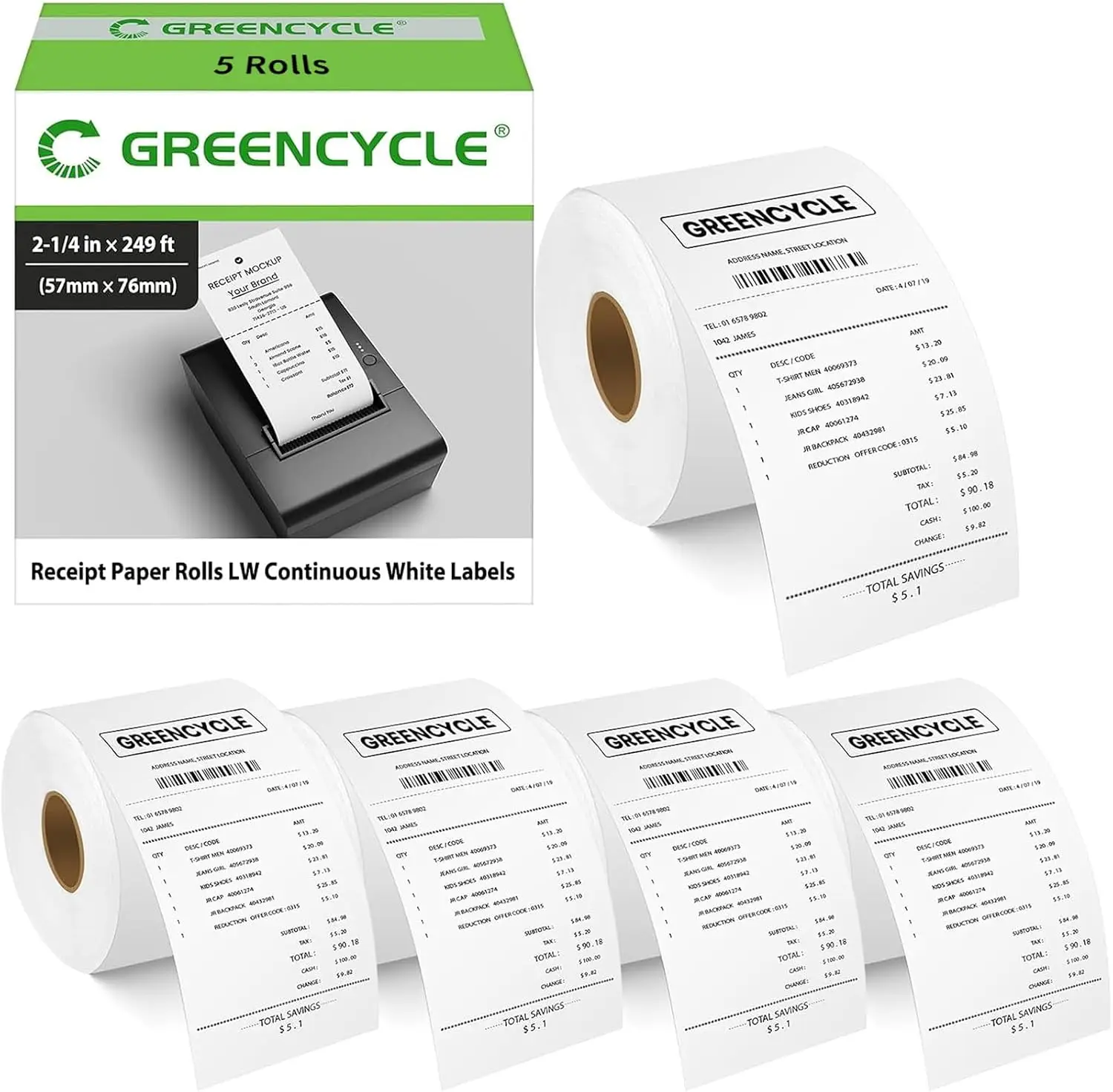 1-20 Roll A30270 Continuous Receipt Roll Paper Compatible for Dymo 30270 A30270 2-1/4