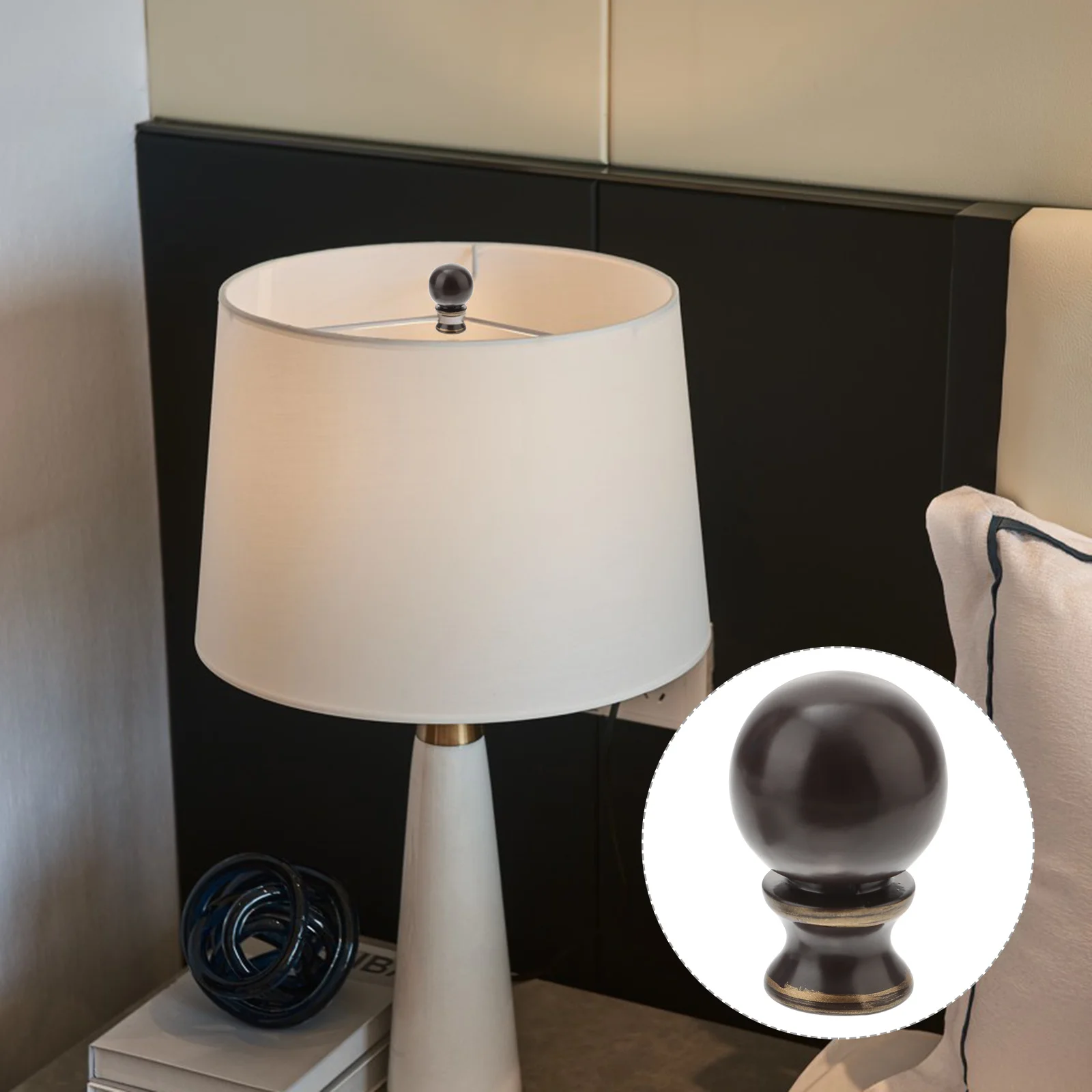 2 pcs Retro Table Finials Iron Ball Shape Cap Holder For Bedroom Living Room Lamp Shade Finials Table Lamp Caps Knobs Light Ball