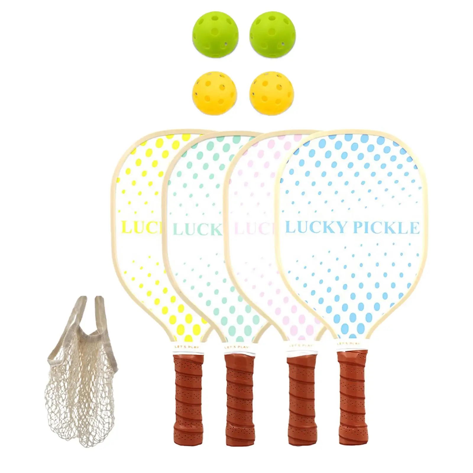 

4Pcs Pickleball Rackets and Balls,Wooden Pickleball Paddles Sports Breathable Gift Pickleball Racquets for Indoor Outdoor Use