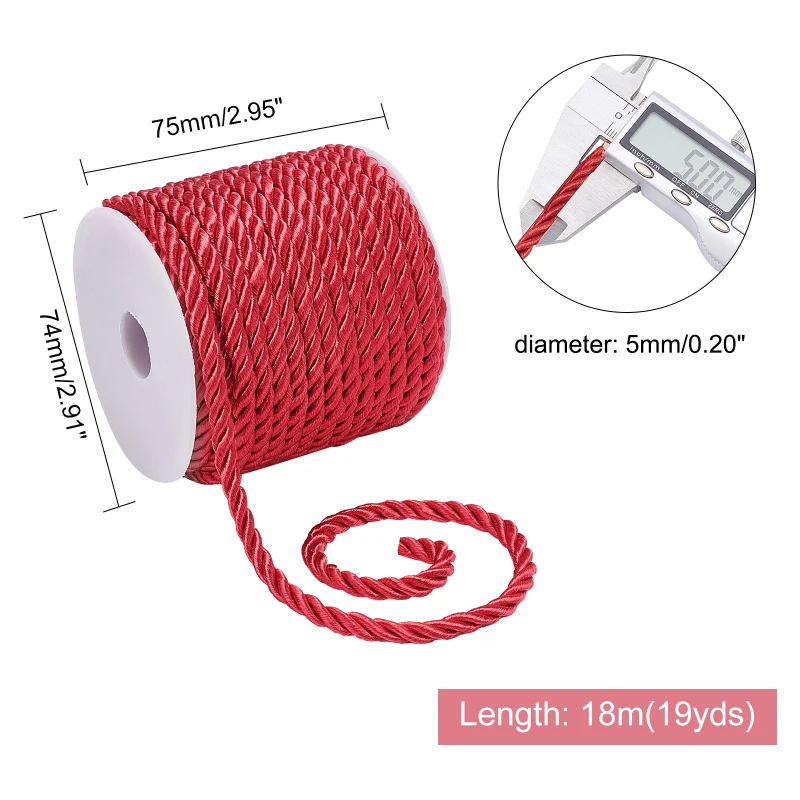 19.6 Yard Red Silk Rope 3-Ply - огляд і ціна Cord Trim Twisted