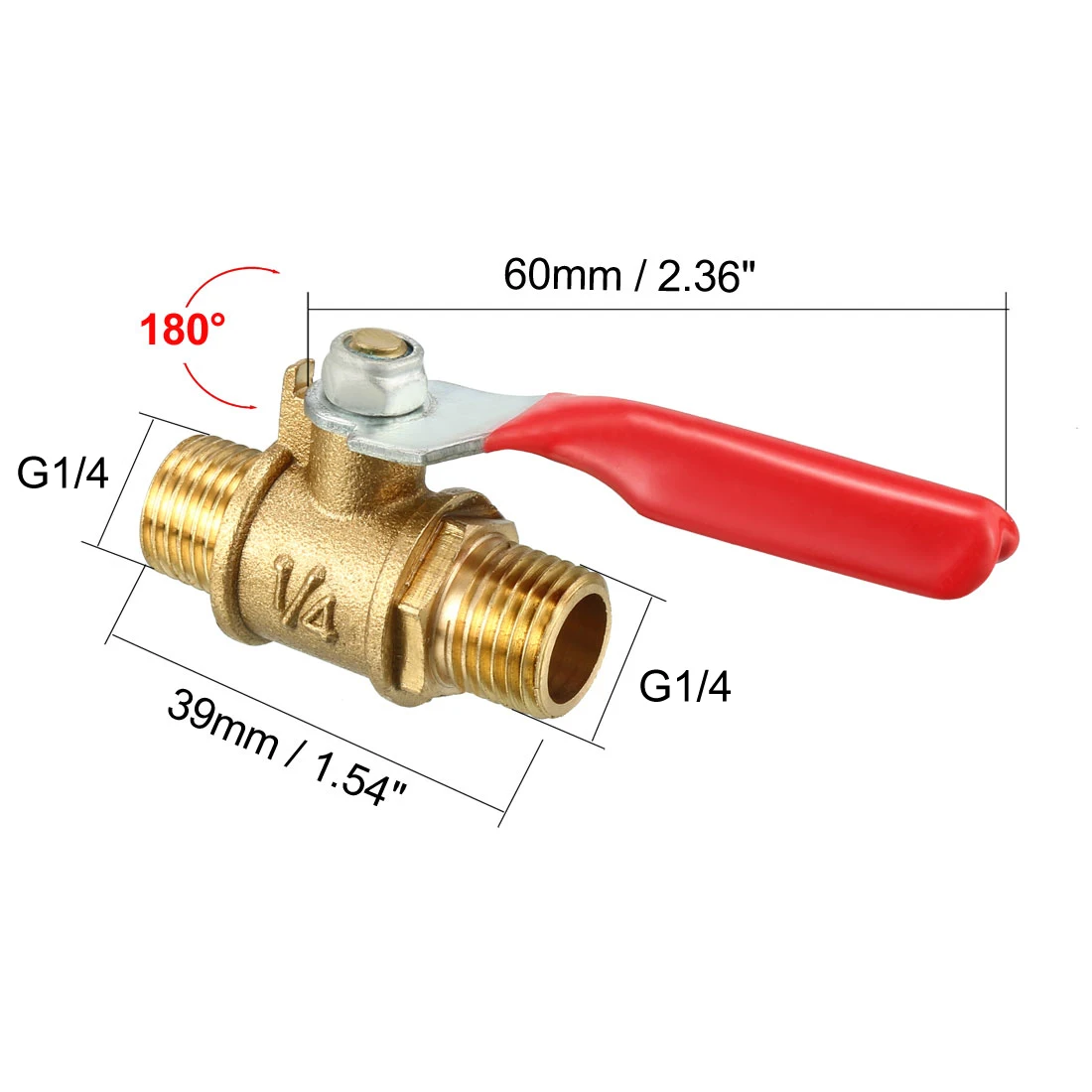 1Pcs G1/4 Male x Male Threaded Mini Ball Valve 180 Degree Operation Handle Pipe Fitting Coupler Adapter