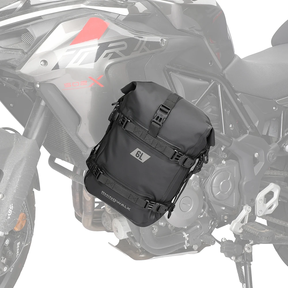 Rhinowalk Motorcycle Crash Bar Dry Bag 100%Waterproof Motor Bumper Bag 6L Large Capacity Outdoor Pannier Tank Side Bag Tool Pack