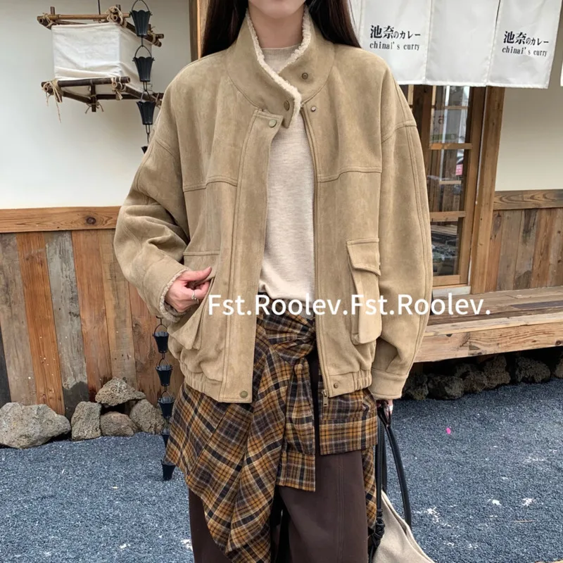 

BJTZ 2025 Fall Suede Jacket Coat Women’s Thickened Designer Outerwear, Elegant Minimalist Casual W/Comfort Fit & Premium Quality