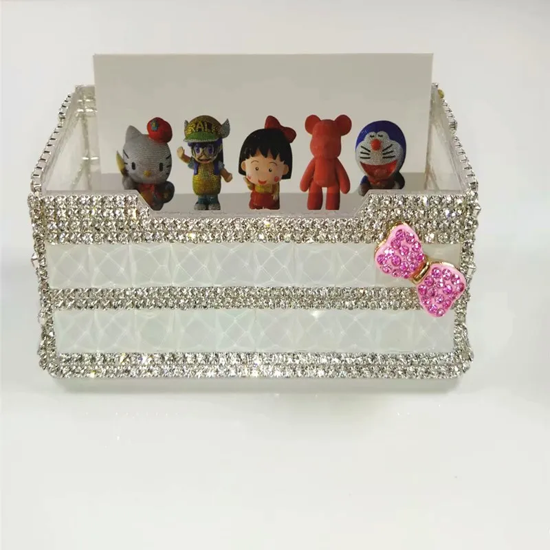 Handmade finished product Hello kitty Butterfly storage box Crystal business card box gift Beautiful woman Card Case Desk Decor