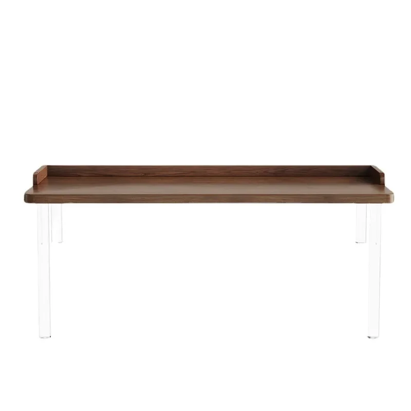 Acrylic Bay Window Desk Solid Wood Computer Table High Low Leg Study Workbench for Window Sill Home Office