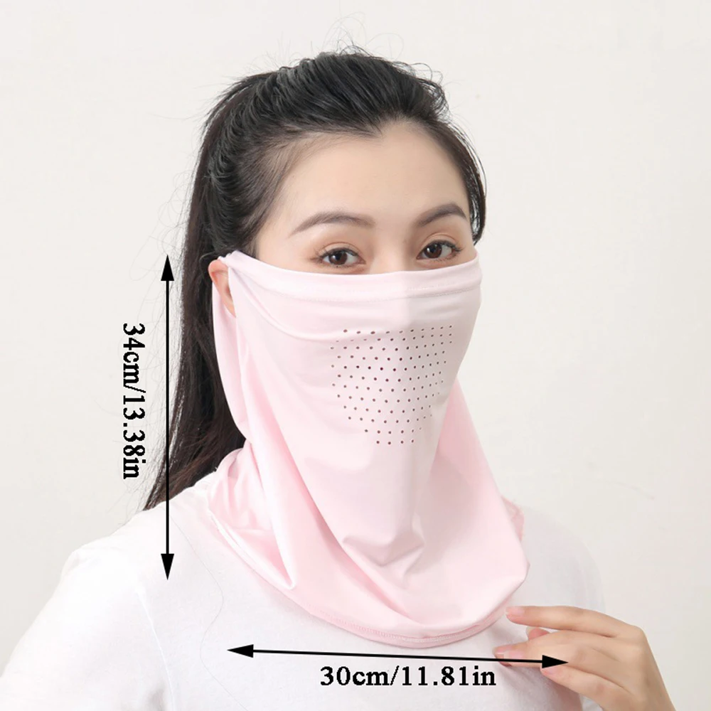 Breathable Sunscreen Mask Woman Sunscreen Face Scarf Soft Riding UV Protection Face Mask Outdoor Ice Silk Neck Wrap Cover