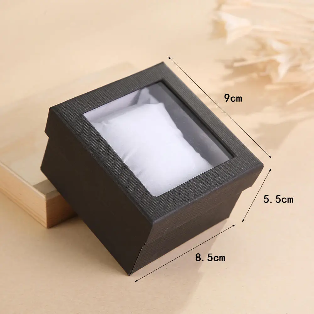 

Fashion Transparent Watch Box Wristwatch Display Case with Pillow Paper Bracelet Jewellery Storage Boxes Gift Packaging Box