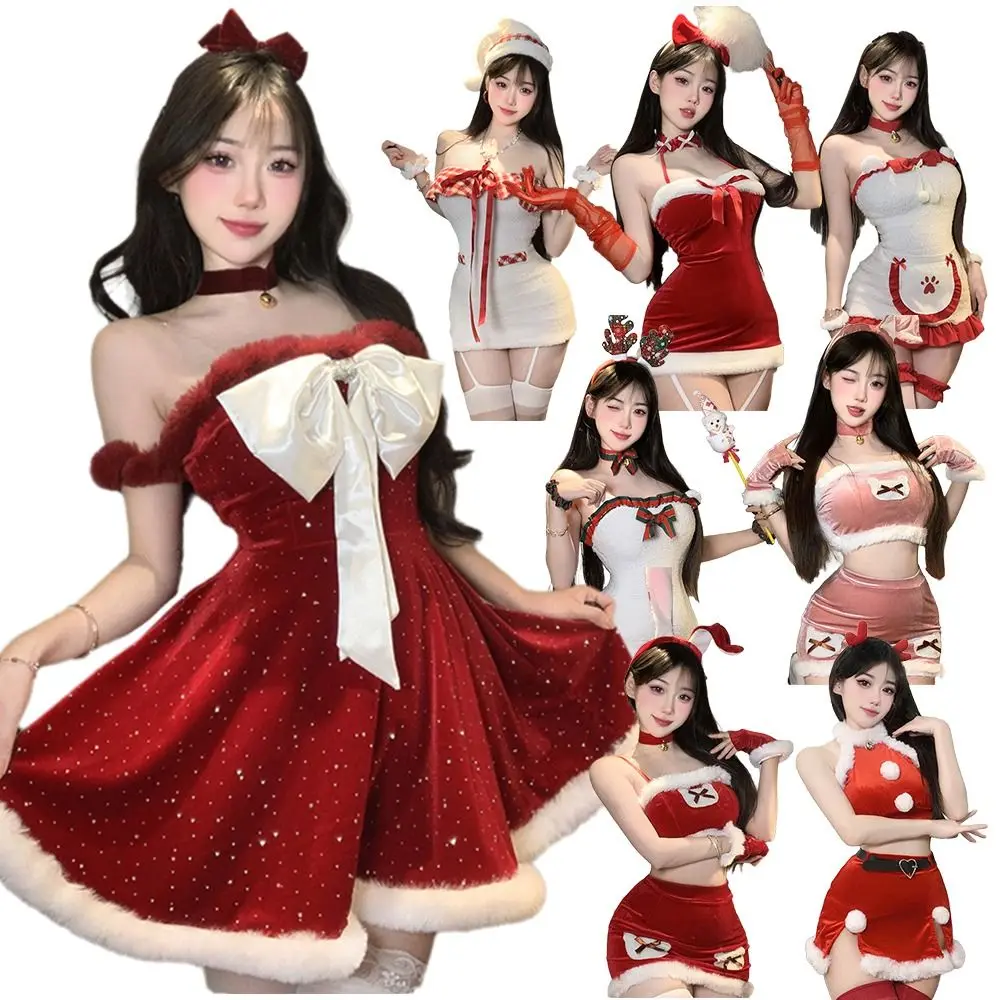 

New Red Velvet Christmas Dress Costume Xmas Favor Cosplay Costumes Carnival Party Cosplay Outfit for Women