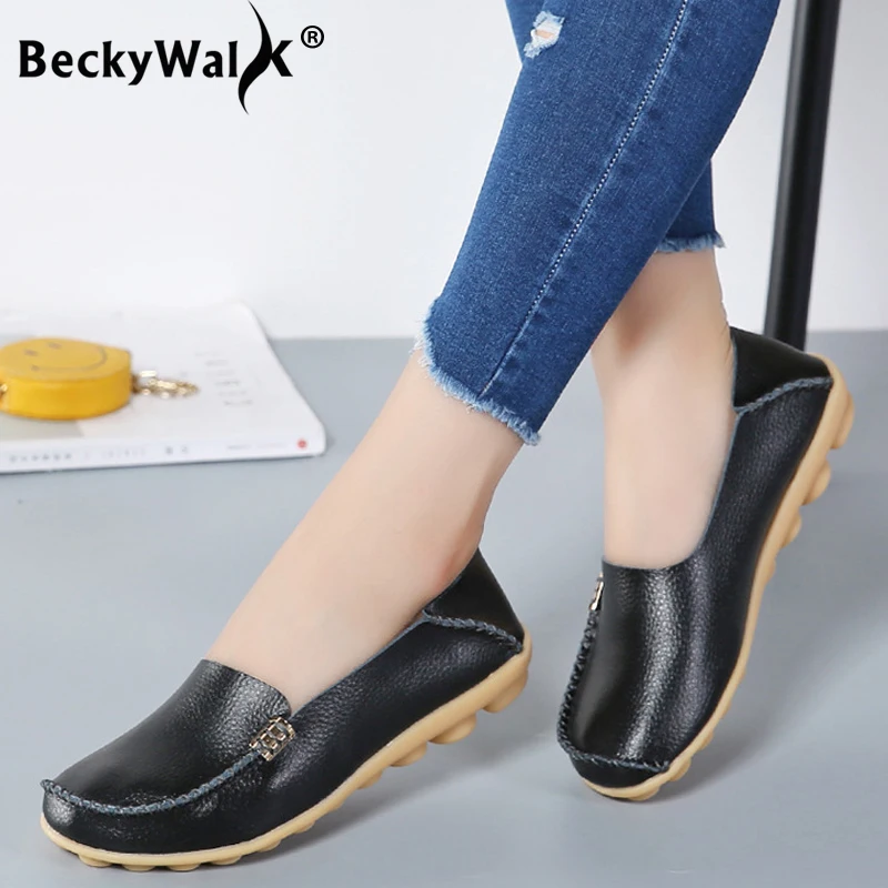 

Plus Size 35-44 genuine leather women shoes spring casual flat shoes woman non-slip loafers candy color sneakers women WSH2678