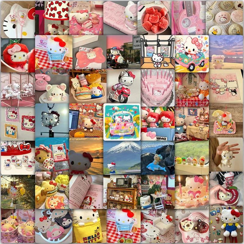 59/PCS Vintage Kawaii Apple Motorcycle Hello Kitty Sticker Suitable for Phone Case Laptop Luggage Decoration Cake Sticker Gift