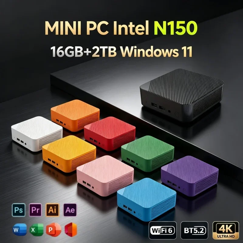 n150コンパクトミニデスクトップコンピューター-win11-16gb-ram-2tb-ssd-wifi6-ポータブルミニpc-日常業務、学習、ホームエンターテイメント、ゲーム用