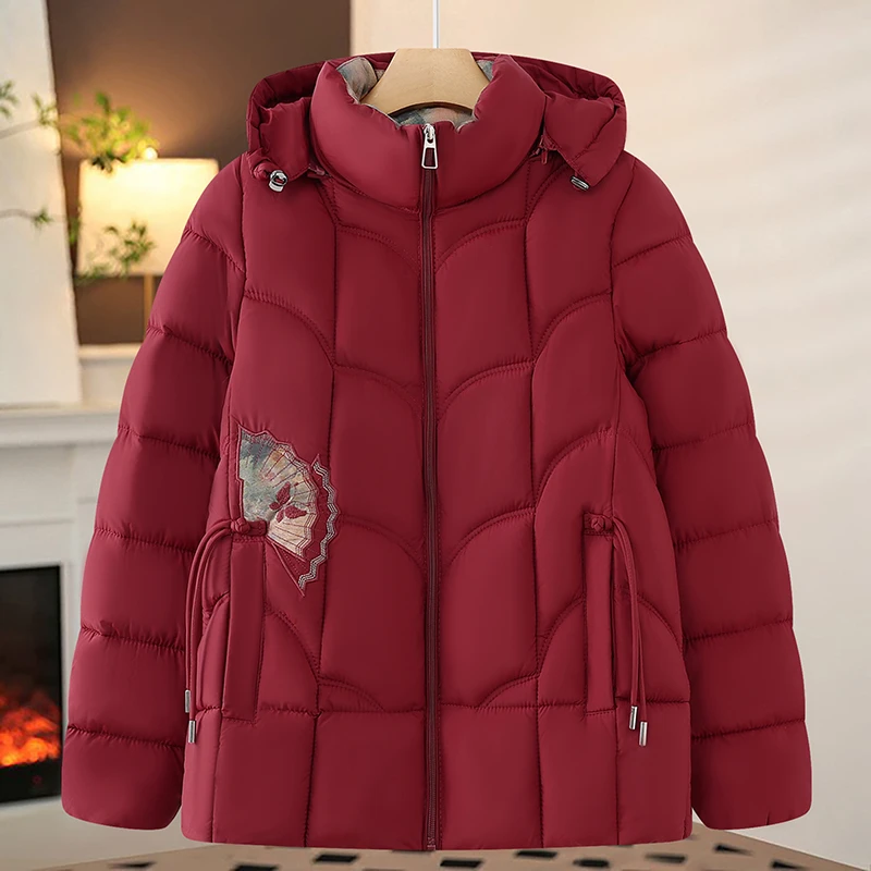 

Women Winter Hooded Parka Fashion Zipper Jacket Casual Outwear Elegant Slim Warm Thick Female Coat