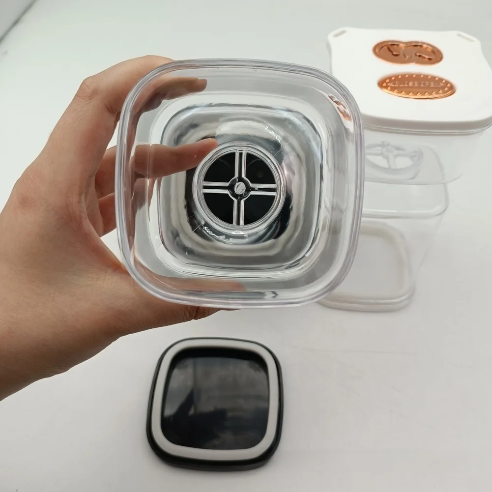 Kimchi Pickle Jar 1000ml Square Plastic Construction with Dual Section Layout to Keep Wet and Dry Fermented Items Separated