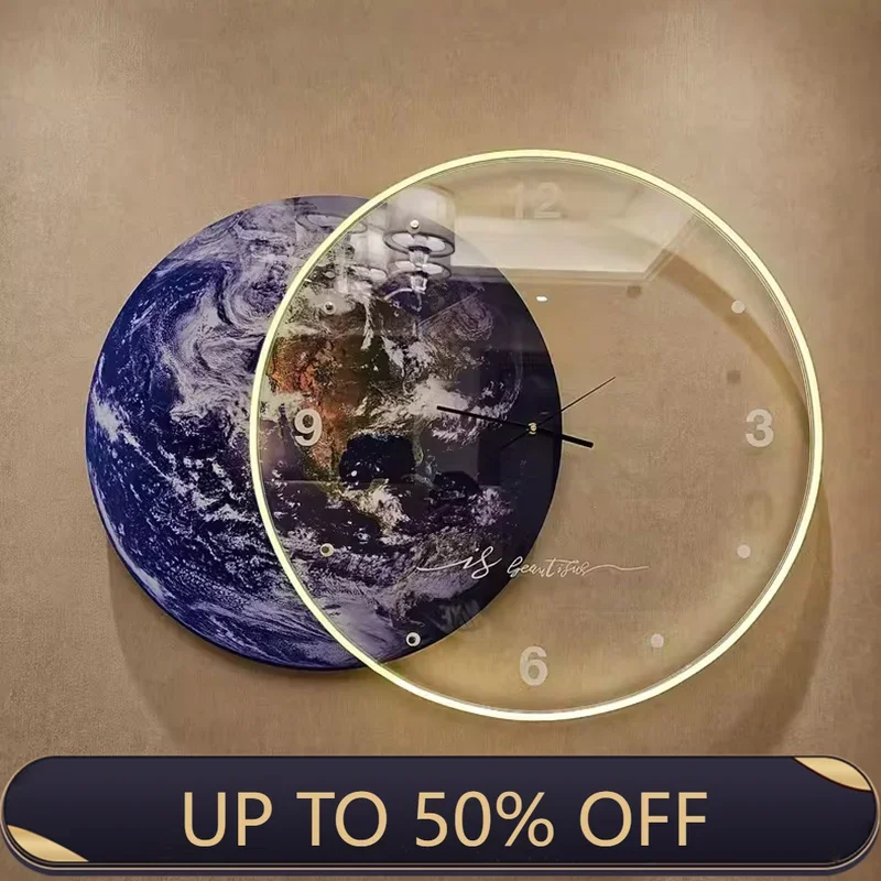 Large 3D Wall Clocks Silent Movement LED Light Wall Clock Luxury Living Room Decoration Accessories Elegant Interior Ornaments