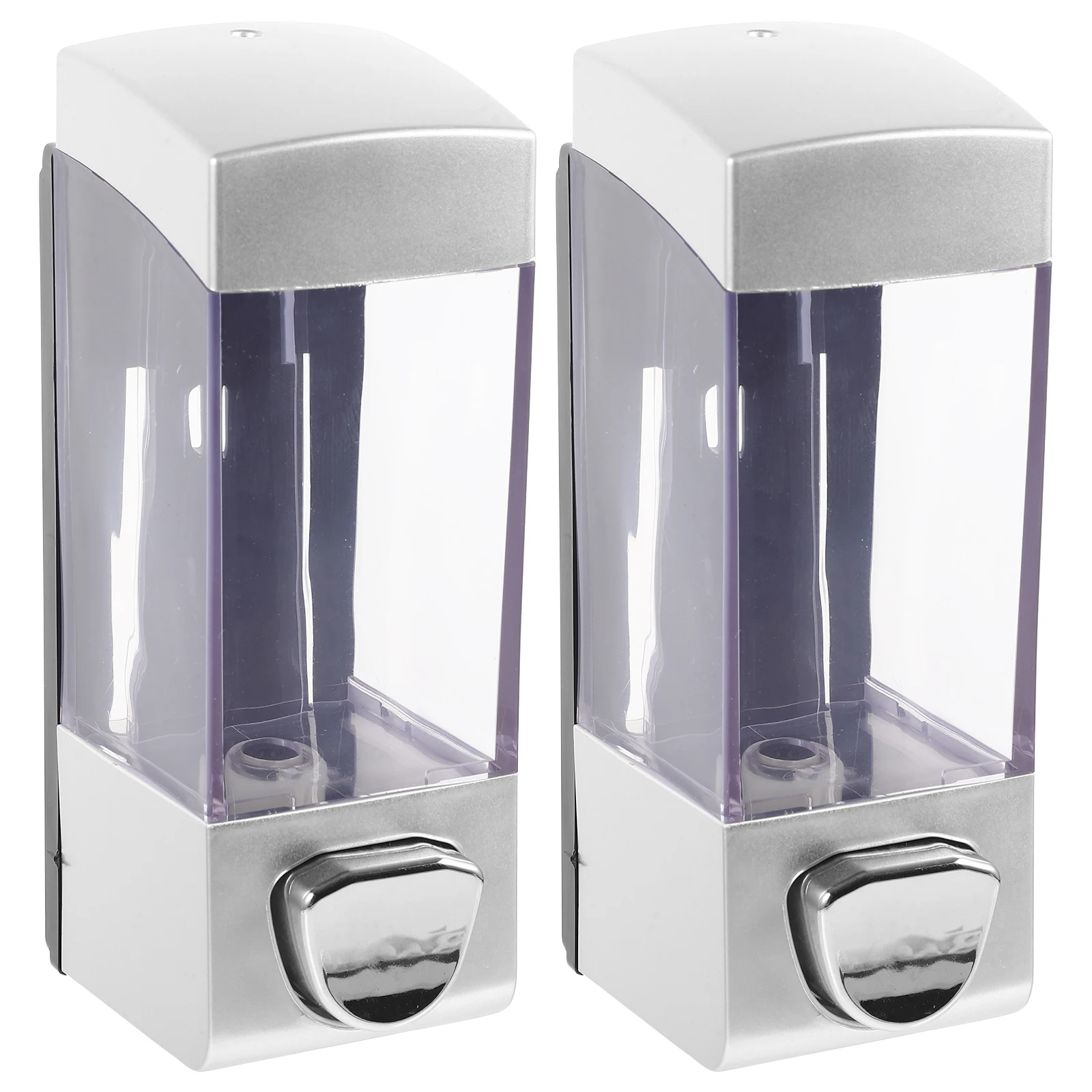 

2 Pcs Soap Dispenser Silver Bathroom Container Large Capacity Transparent Wall Mounted No Leakage Easy Press Portable Home