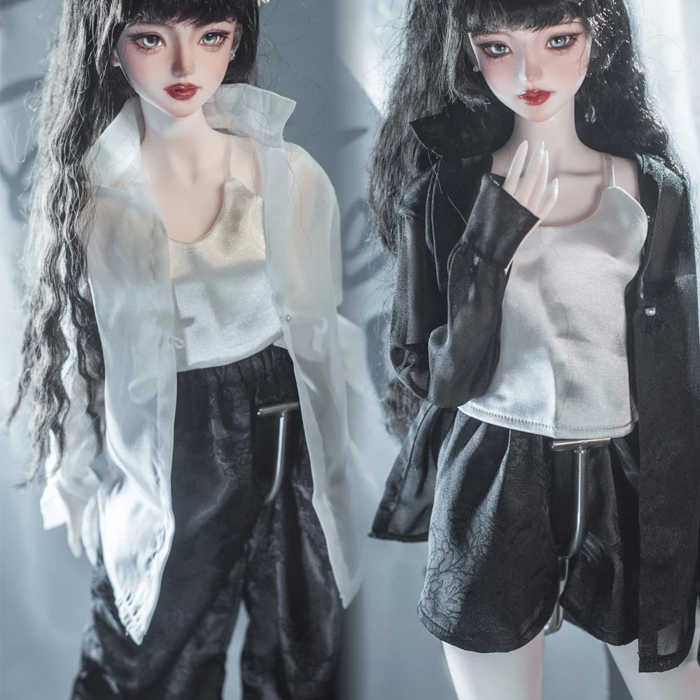 

Детская игрушка ручной работы D09-P172 1/3 1/4 MDD MSD BJD Doll, шелковая белая жилетка, черные жаккардовые штаны, 1 шт.