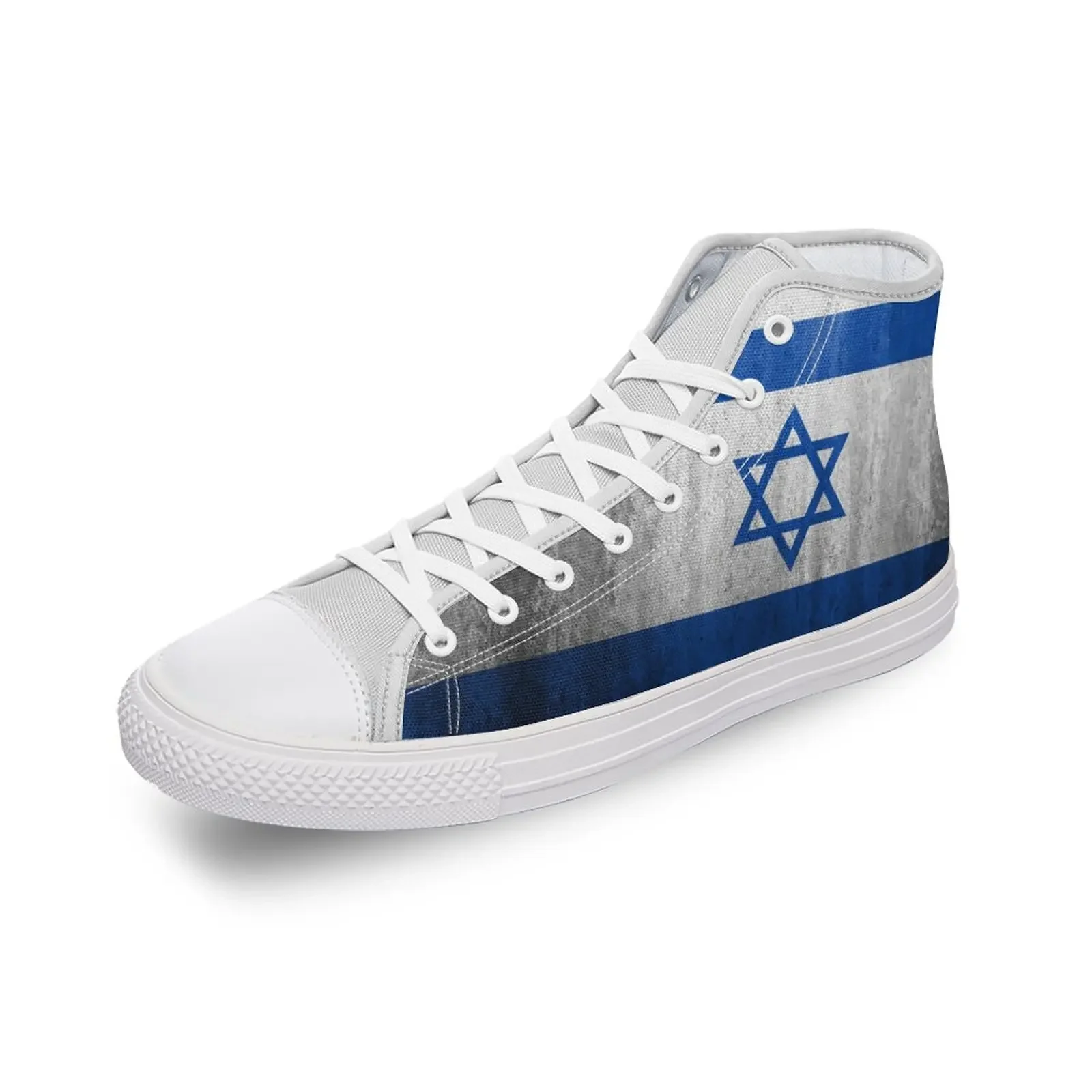 Zapatos de lona con bandera de Israel para hombre y mujer, Zapatillas planas con estampado 3D, informales, de lujo, a la moda