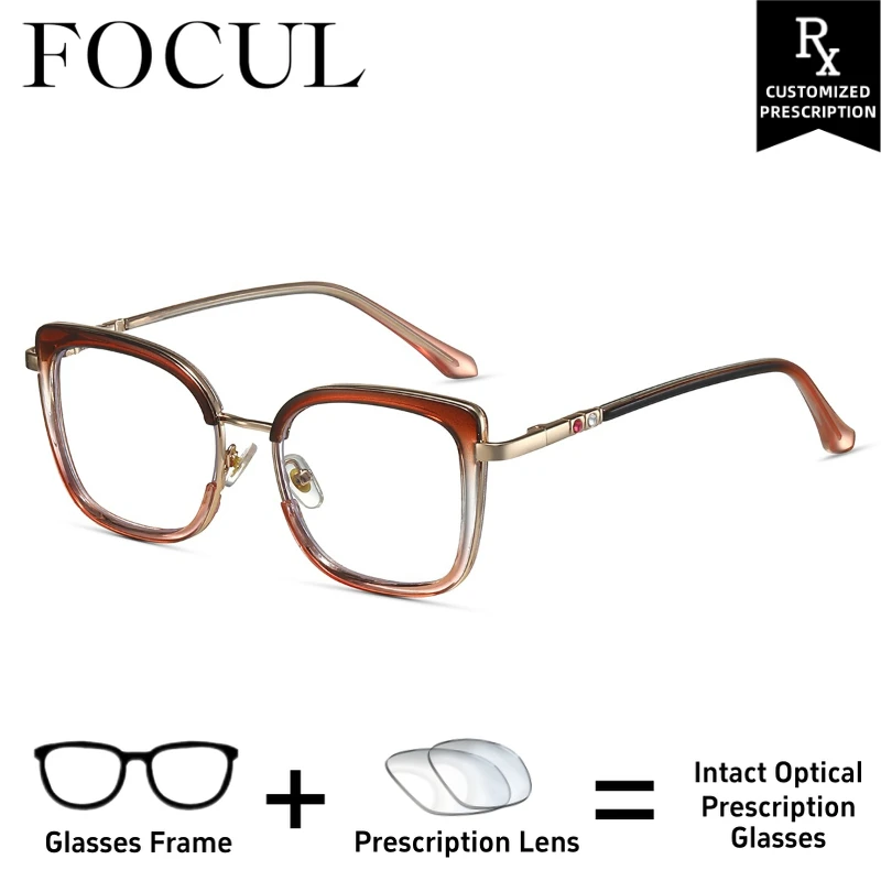 

FOCUL Adult Fashionable Styles Progressive Photochromic Myopia Anti Blue Ray Eyeglasses Customized Prescription Optical Eyewear
